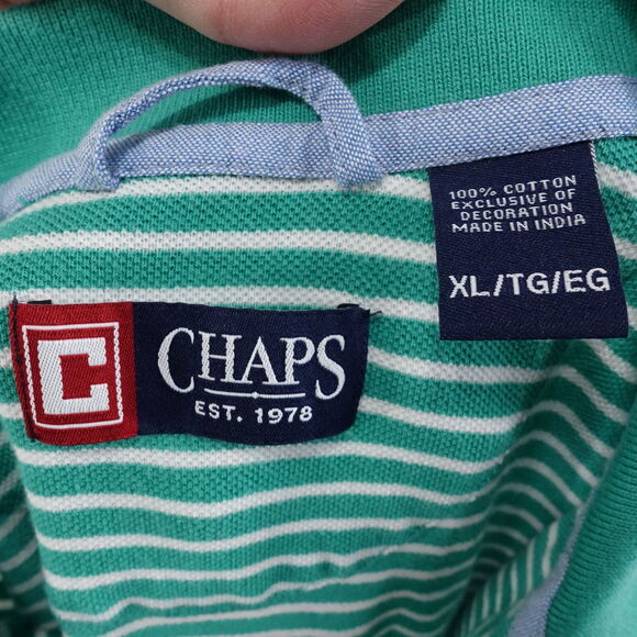 CHAPS SHORT SLEEVE GREEN STRIPED POLO SHIRT MENS SIZE XL - Picture 6 of 6